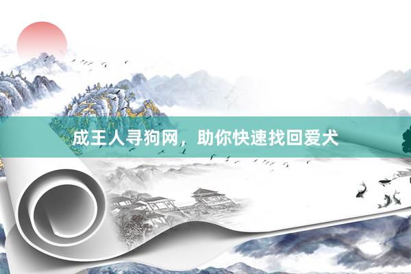 成王人寻狗网，助你快速找回爱犬